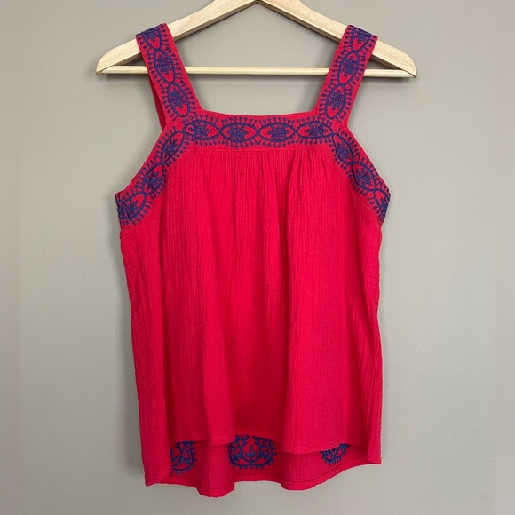 {Skies Are Blue} Embroidered Tank Top in Red & Blue - Womens XS -  NWT - Picture 4 of 8